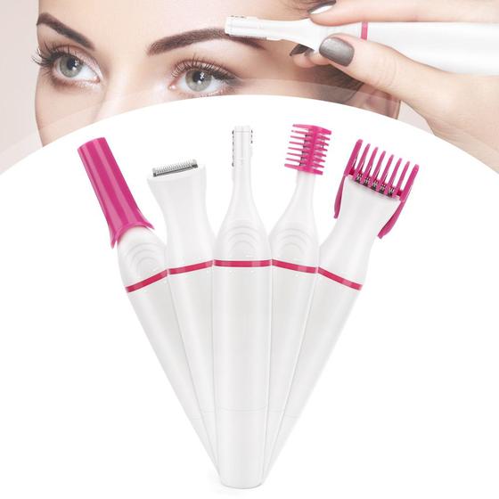 Imagem de Depilador elétrico 5 em 1 para mulher, depilação feminina segura para depilar e remover pelos, rosto, biquíni, axilas, c