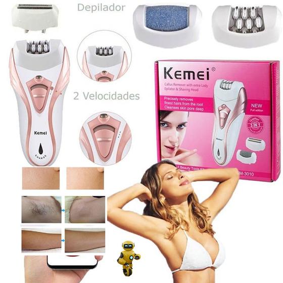 Depilador elétrico sem fio 3 EM 1 versátil e completo utilizado em qualquer parte do corpo Menor preço em Depilador elétrico sem fio 3 EM 1 versátil e completo utilizado em qualquer parte do corpo