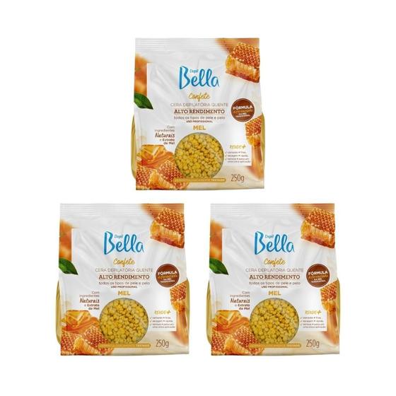 Imagem de Depilatorio Depil Bella Cera Confete 250G Mel - Kit Com 3Un