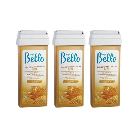 Imagem de Depilatorio Depil Bella Roll-On Mel 100g - Kit C/ 3un