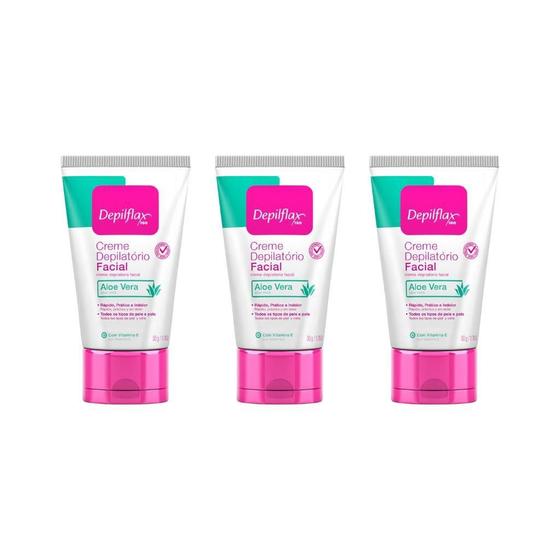 Imagem de Depilatorio Depilflax Creme Facial 50G - Kit Com 3Un