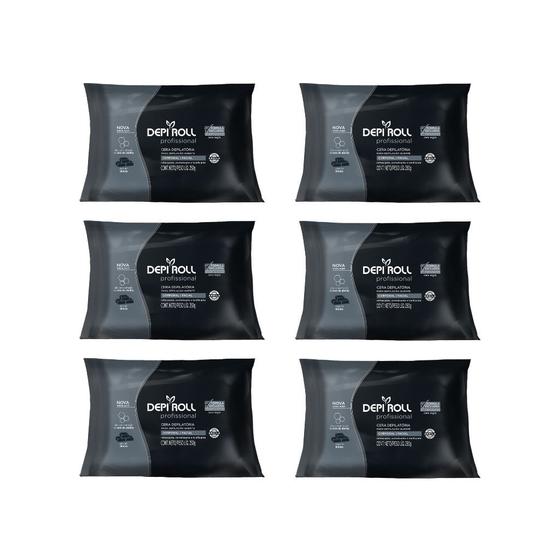 Imagem de Depilatorio Depiroll Cera 250g Blocos Negra - Kit C/ 6un
