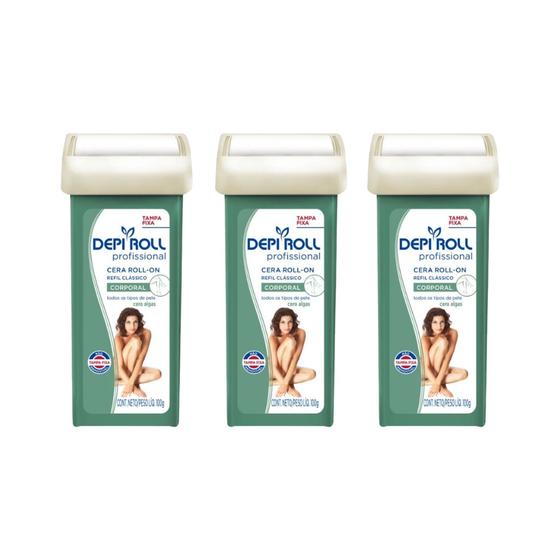 Imagem de Depilatorio Depiroll Roll-On 100g Algas - Kit C/ 3un