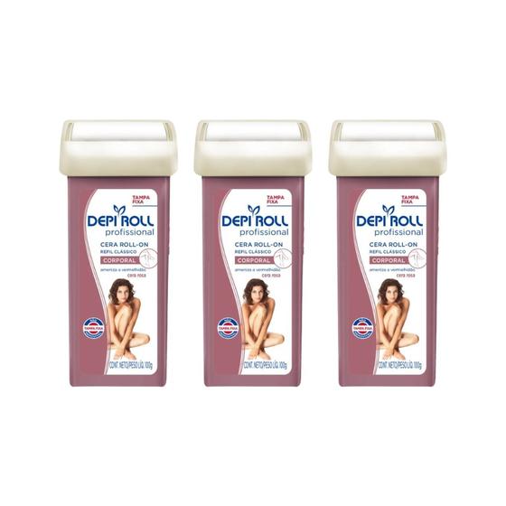 Imagem de Depilatorio Depiroll Roll-On 100g Rosa - Kit C/ 3un
