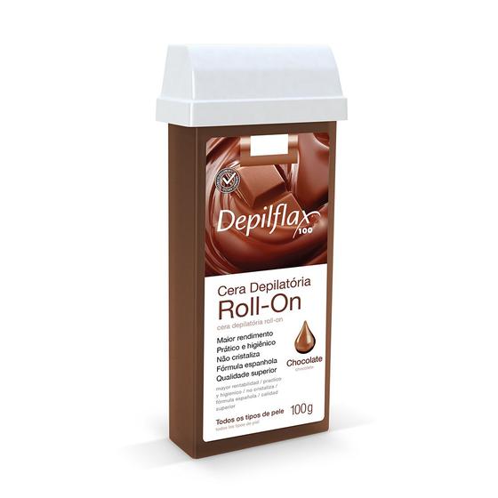 Imagem de Depilflax Cera Depilatória Roll-on 100g ( Natural / Rosa / Hortelã / Chocolate / Mamão / Negra)