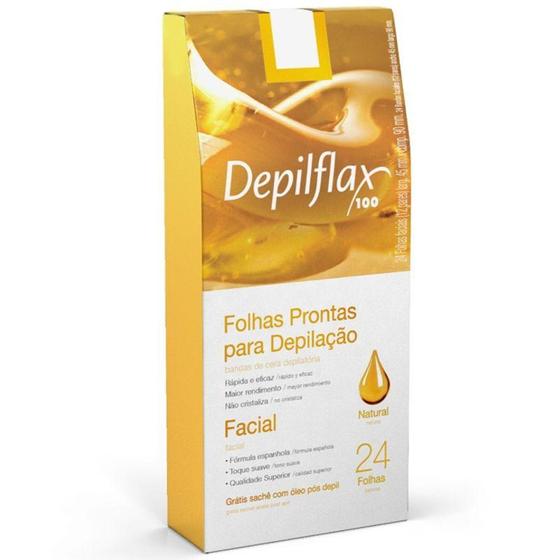 Imagem de Depilflax folhas prontas p/ depilação facial natural c/24