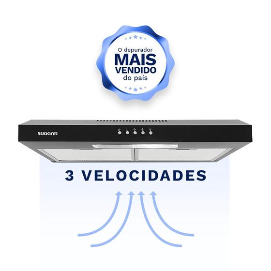 Imagem de Depurador Exaustor Slim 60Cm Preto DPS162PT Suggar 220V