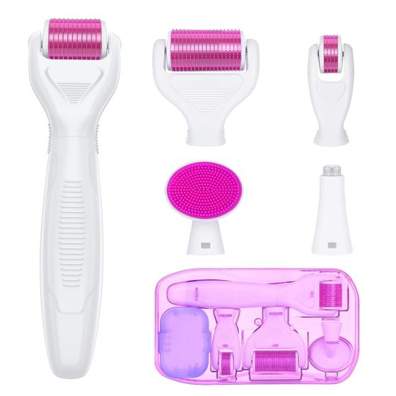 Imagem de Derma Roller YaFex de Titânio com 6 Cabeças - 0,25mm/0,3mm para Microagulhamento