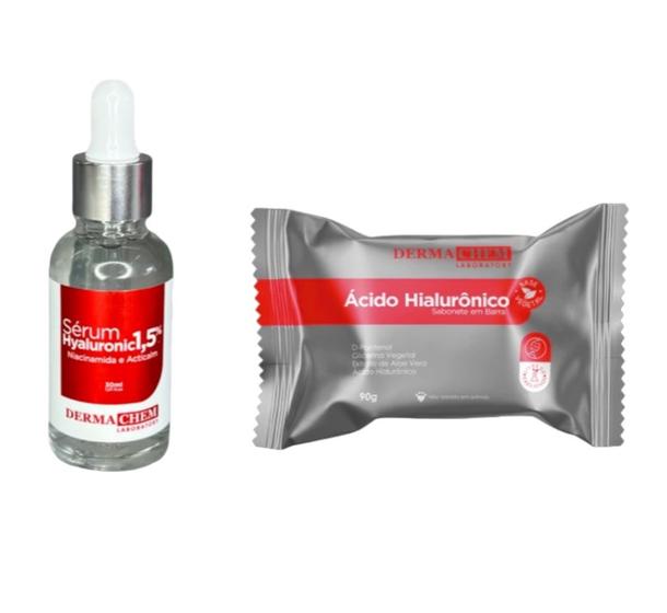 Imagem de Dermachem Sabonete em Barra + Sérum Hialurônico Efeito Lifting Kit Limpeza e Hidratação Profunda