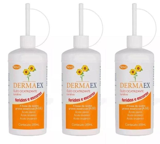 Imagem de Dermaex 200ml oleo de girassol cicatrizante (kit c/03)