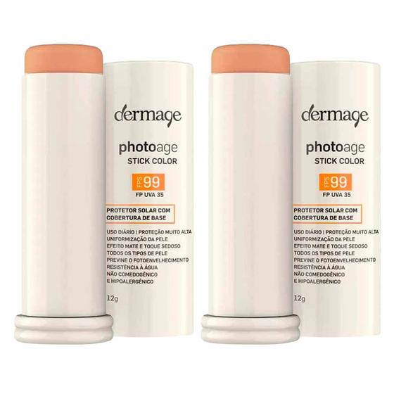 Imagem de Dermage Photoage Stick Color Kit com 2 unidades - Protetor Solar com Cor FPS99