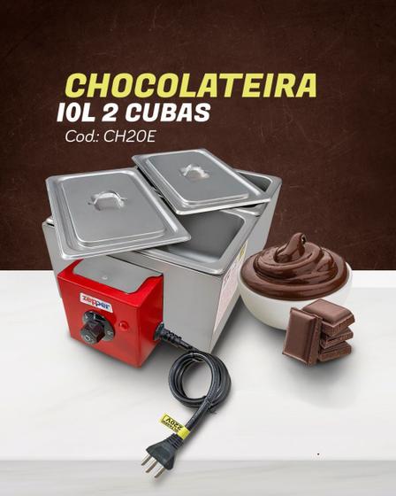 Derretedeira Chocolate 2 Cubas Inox Zepper 127v 220v - CH20E Menor preço em Derretedeira Chocolate 2 Cubas Inox Zepper 127v 220v - CH20E
