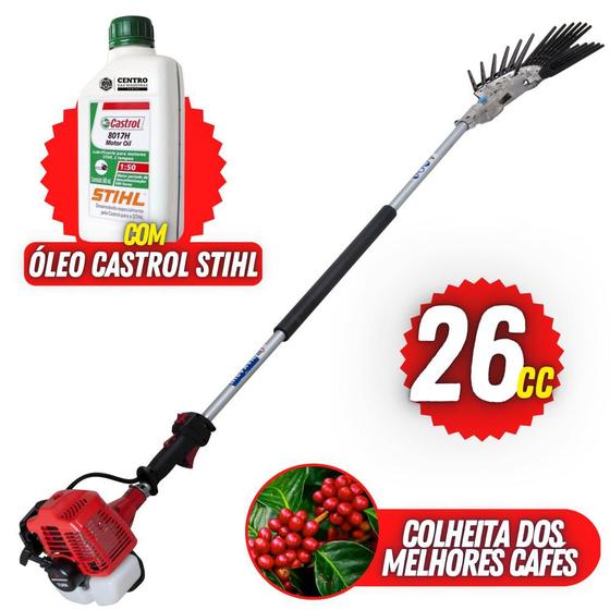 Imagem de Derriçadeira Profissional Nakashi Ideal Para Cafezais Com Motor Mitsubishi TU26 + Óleo Castrol Stihl