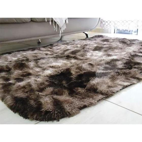 Imagem de DESATIVAR Tapete de Sala Grande Felpudo Luxo Macio ( Peludo) 100x140cm Marrom Casen