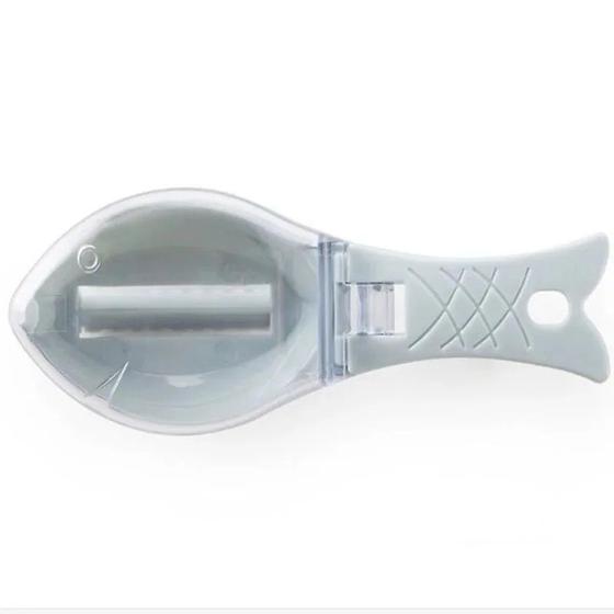 Imagem de Descamador de peixe plástico com reservatório utilidades prático