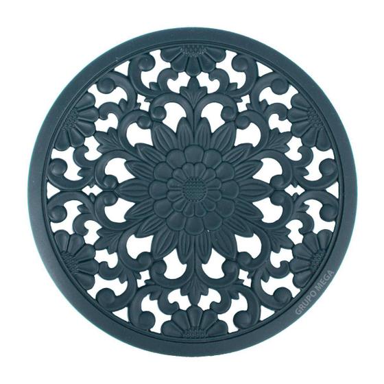 Imagem de Descanso de Panela Francês Silicone Mandala - Resistente - Verde - 20cm