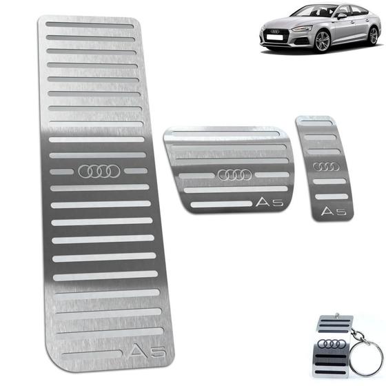 Imagem de Descanso De Pé + Pedaleira Automático Aço Inox Prata Audi A5