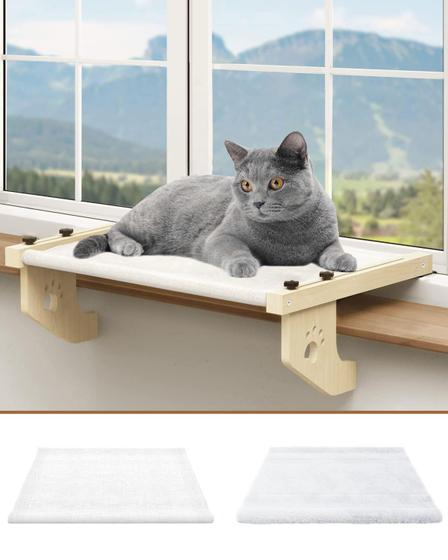 Imagem de Descanso para Gato na Janela Wusdayer - Branco com Capa Almofadada