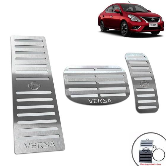 Descanso + Pedaleira Automático Nissan Versa 2012/2014 Prata Menor preço em Descanso + Pedaleira Automático Nissan Versa 2012/2014 Prata