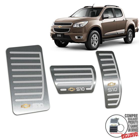 Descanso + Pedaleiras Chevrolet S10 2012 / 2016 Aut Prata Menor preço em Descanso + Pedaleiras Chevrolet S10 2012 / 2016 Aut Prata