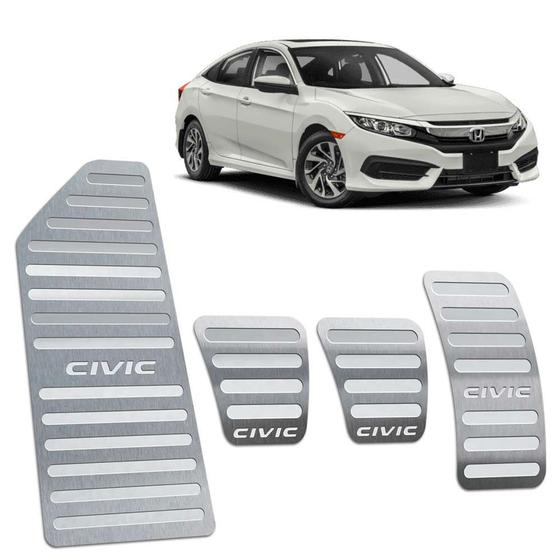 Descanso + Pedaleiras Honda Civic 2017/2022 Manual Prata Menor preço em Descanso + Pedaleiras Honda Civic 2017/2022 Manual Prata