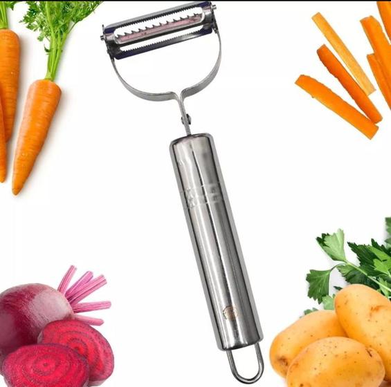 Imagem de Descascador de frutas e legumes inox lâminas afiada prático