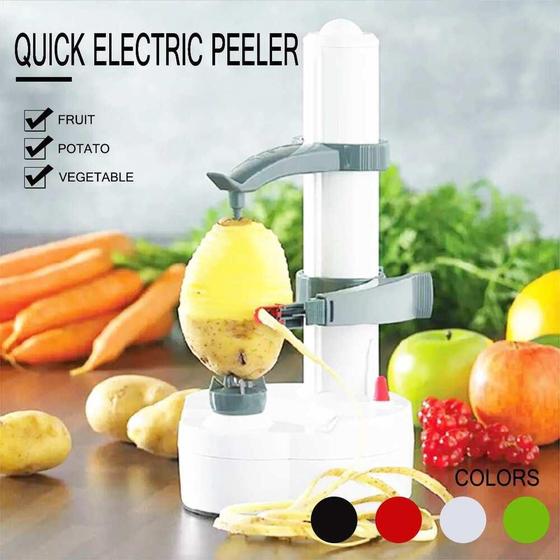 Imagem de Descascador de mesa bancada pratico e rapido para frutas e legumes automatico eletrico a pilha 