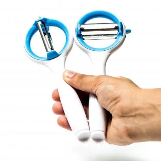 Imagem de Descascador Multiuso Giratório Plastica Com 02 Lâminas Azul