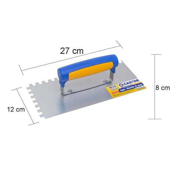 Imagem de Desempenadeira Castor 12cm x 27cm Aço Dentada Chapa Zincada