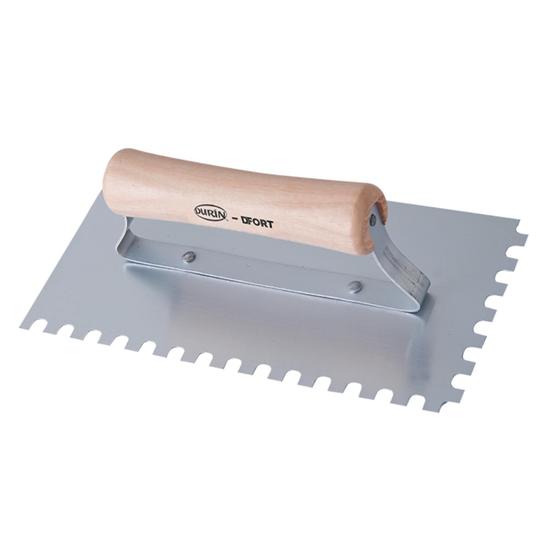 Imagem de Desempenadeira De Aço Com Cabo Anatômico Dentada Com Tamanho De 12 X 24 cm Durín