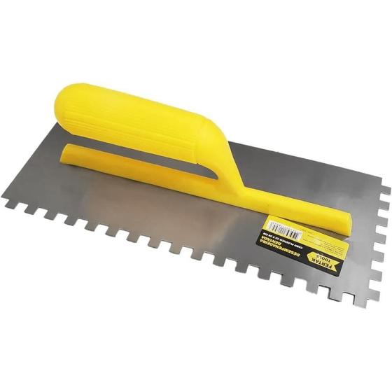 Imagem de Desempenadeira de aço dentada 12x28cm cabo pvc fertak tools