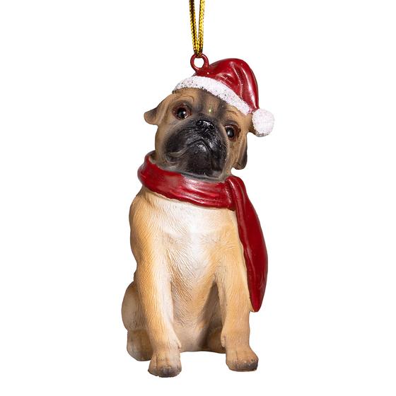 Imagem de Design de enfeites de Natal para cães Toscano Pug em cores