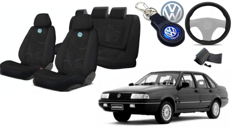 Imagem de "Design Exclusivo: Bancos do Santana 2000-2006 + Capas de Tecido + Capa de Volante + Chaveiro VW"