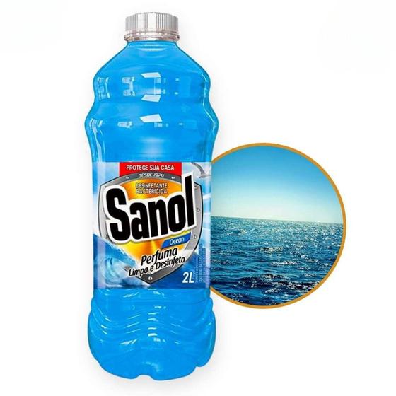 Imagem de Desinfetante Liquido Ocean Perfumado Limpa Desinfeta Bactericida Sanol - 2 Litros 2L - Unidade