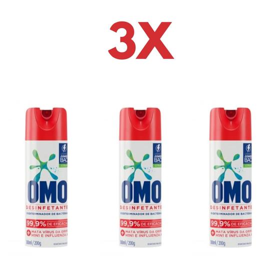 Imagem de Desinfetante Omo Aerosol Spray Original - Kit 3x 300ml