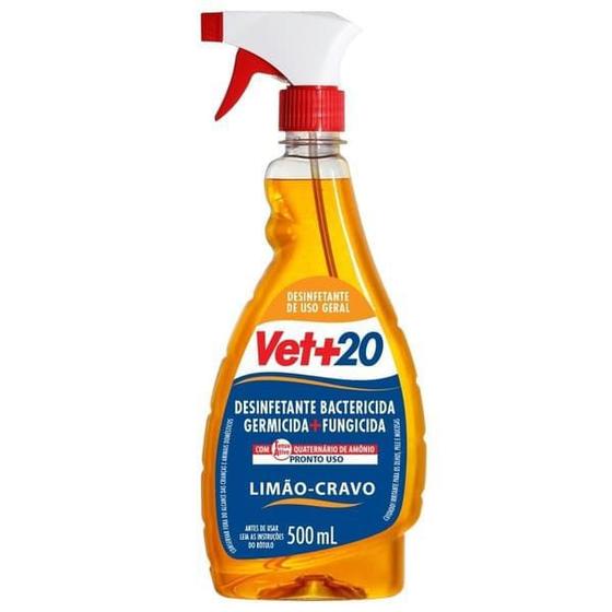 Imagem de Desinfetante Pronto para Uso em Spray VET+20 Limão-cravo 500ml