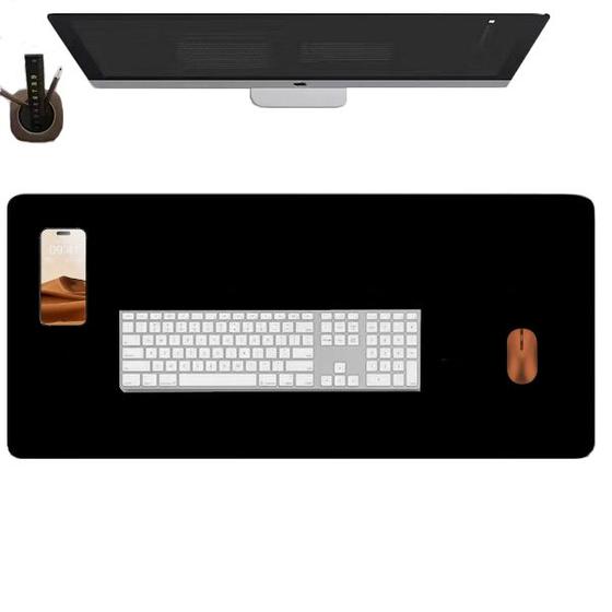 Imagem de Desk Pad 160x30 p/ Computador Notebook em Couro + porta copo