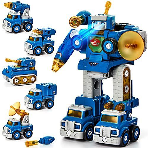 Imagem de Desmonte o veículo de brinquedo robô Set 5 em 1 Brinquedos de Construção para Meninos de 5 Anos STEM Brinquedos Veículos transformados em robô para crianças brinquedos para crianças de 6 anos de idade construindo brinquedos