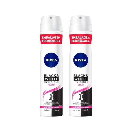 Imagem de Desod Aero Nivea 200Ml Fem Black Whit Invisible Clear- 2Un