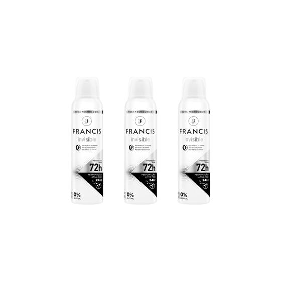 Imagem de Desodorante Aero Francis Invisible 150ml-Kit C/3un