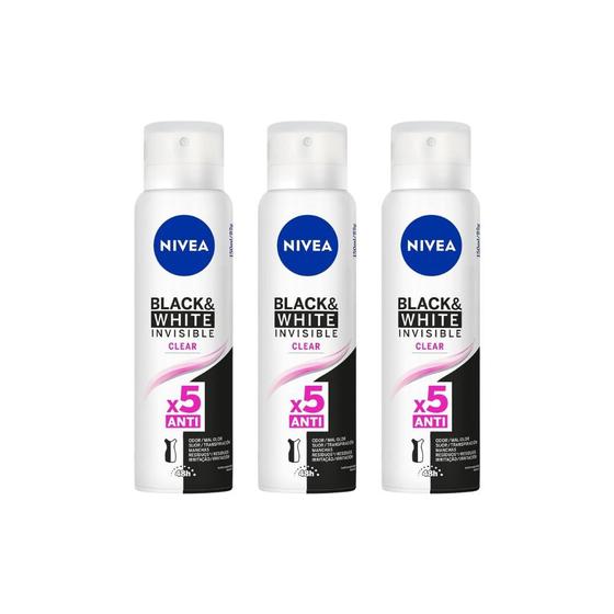 Imagem de Desodorante Aero Nivea 150ml Fem Inv Black E White-Kit C/3un