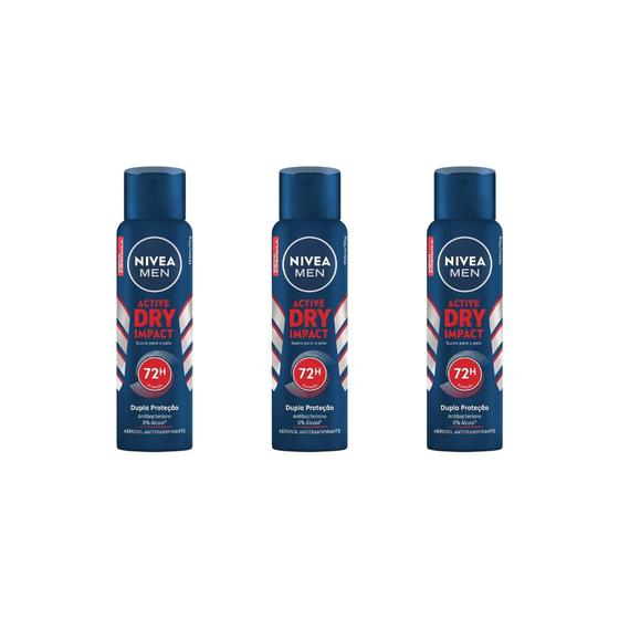 Imagem de Desodorante Aero Nivea 150ml Masc Dry Impact-Kit C/3un