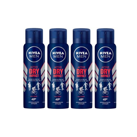 Imagem de Desodorante Aero Nivea 150ml Masc Dry Impact - Kit C/ 4un