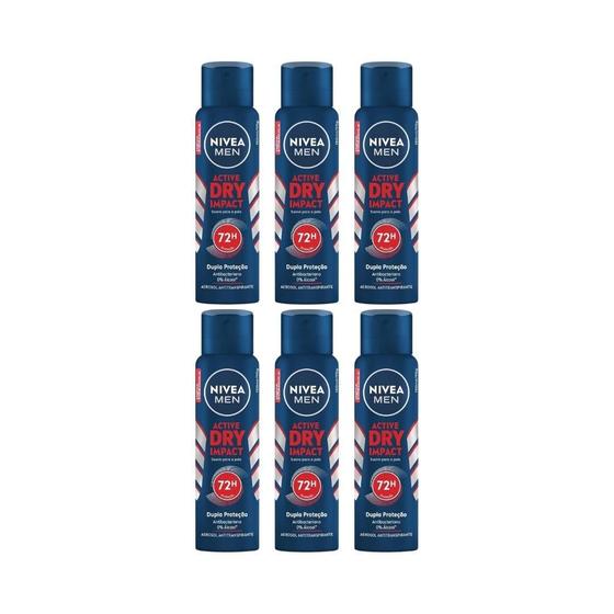 Imagem de Desodorante Aero Nivea 200Ml Men Dry Impact - Kit C/6Un