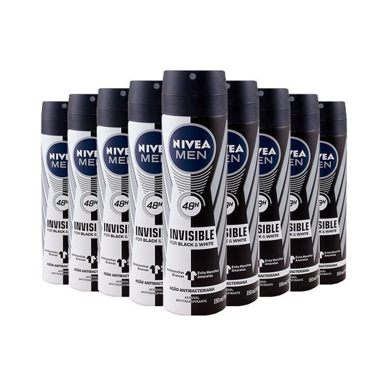 Desodorante Aerosol Nivea Masculino Invisible Black e White 48H Antibacteriano 150ml (Kit com 9) Menor preço em Desodorante Aerosol Nivea Masculino Invisible Black e White 48H Antibacteriano 150ml (Kit com 9)