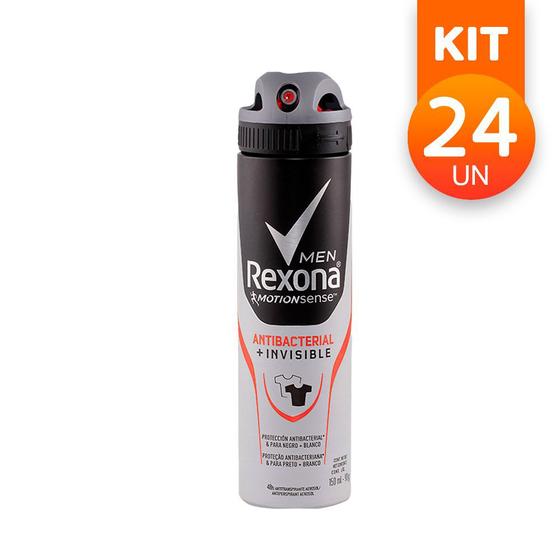 Desodorante Aerosol Rexona Masculino Antibacterial+Invisible 48H Antitranspirante 90g (Kit com 24) Menor preço em Desodorante Aerosol Rexona Masculino Antibacterial+Invisible 48H Antitranspirante 90g (Kit com 24)