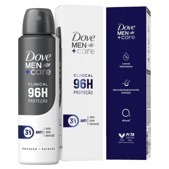 Imagem de Desodorante antitranspirante aerosol dove men +men clinical cuidado total 96h 150ml