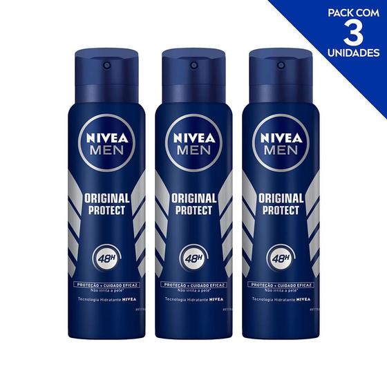 Imagem de Desodorante Antitranspirante Aerosol NIVEA Men Original Protect 150ml- 3 unidades