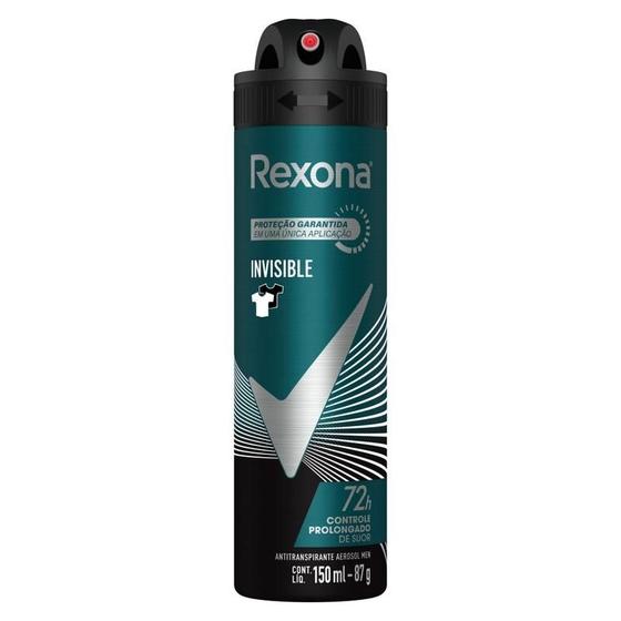 Imagem de Desodorante Antitranspirante Aerosol Rexona Masculino Invisible 72h 150ml