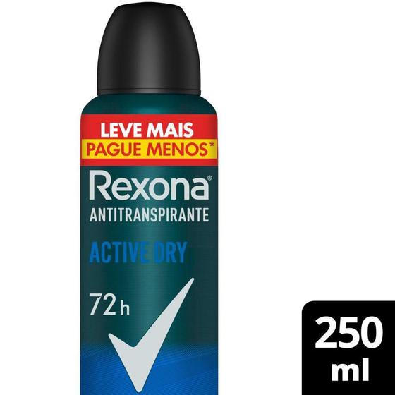 Imagem de Desodorante Antitranspirante Aerosol Rexona Men Active Dry 250ml